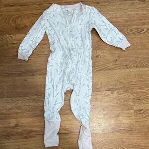 Charming Bunny Print Kids Footie Pajama